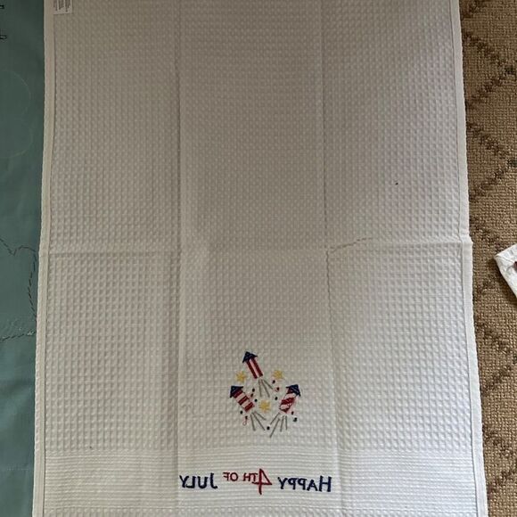 Sur La Table Embroidered Appliqué BBQ Time Tea Towel w 2 firecracker dish towels - Picture 12 of 16